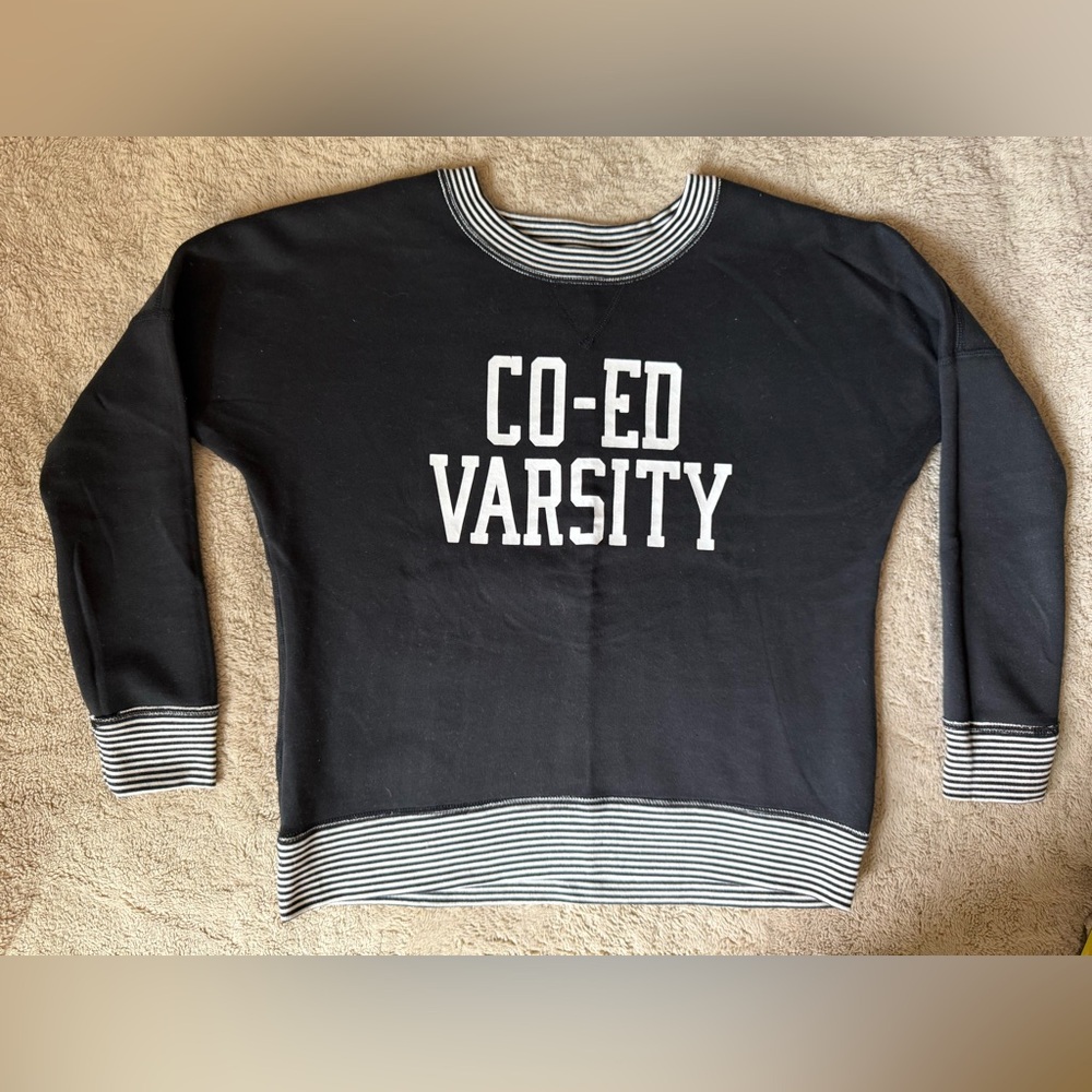 Abercrombie & Fitch Black 'CO-ED VARSITY' Crewneck Sweatshirt